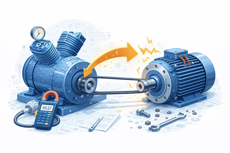 Cómo elegir un motor para compresor: torque de arranque, SF y control (sin sobredimensionar)