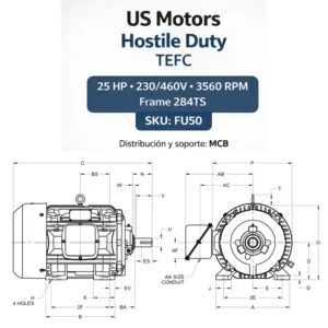 Motor TEFC Hostile Duty 25 HP 230/460V (284TS) | MCB