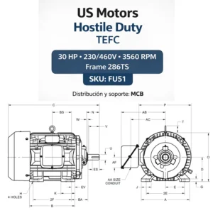 Motor TEFC Hostile Duty 30 HP 230/460V (286TS) | MCB