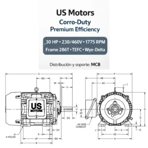 Motor TEFC Corro-Duty 30 HP 230/460V 1775 RPM (286T) | MCB