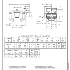 Motor DP US Motors 100 HP 460-230V 3565 RPM (Frame 365TS) – AC93