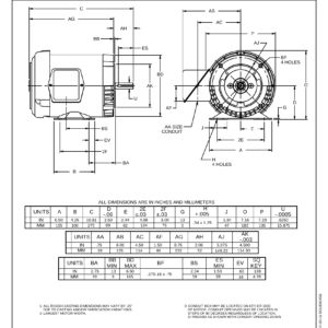 Motor TE US Motors 25 HP 460-230-208V 1770 RPM (Frame 56C) – AL79