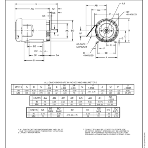 Motor TE US Motors 75 HP 460-230-208V 1150 RPM (Frame 56C) – AL86