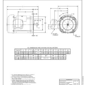 Motor TE US Motors 0.33 HP 230-460V 1765 RPM (Frame 56C) – B339