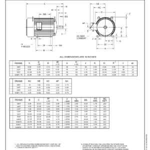 Motor TE US Motors MODEL NUMBER 5 HP 460-230V 1170 RPM (Frame 215T) – BS93