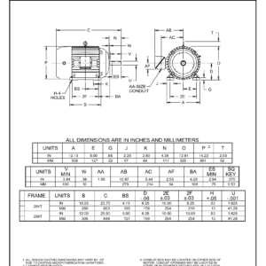 Motor TEFC US Motors MODEL NUMBER 20 HP 460-230V 3530 RPM (Frame 256T) – CB42