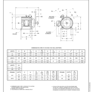 Motor TE US Motors DP37,TEFC,VFD,SR MTR 50 HP 480V 3600 RPM (Frame 286T) – DP37