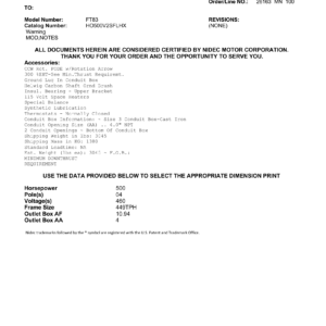 Motor Vertical Eje Hueco (VHS) US Motors 500 HP 460V 1800 RPM (Frame 449TPH) – FT83