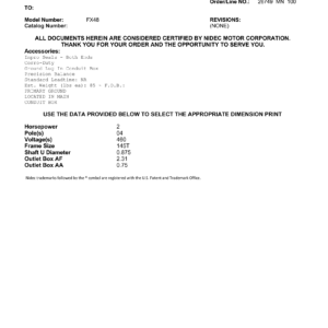 Motor TEFC US Motors 2 HP 460V 1800 RPM (Frame 145T) – FX48
