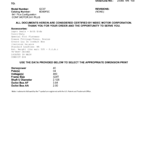 Motor TEFC US Motors 841 Plus 40 HP 460V 1800 RPM (Frame 324T) – GC37