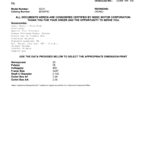 Motor TEFC US Motors 25 HP 460V 1200 RPM (Frame 324T) – GC41