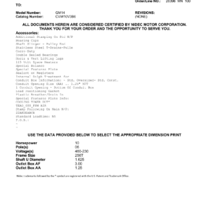 Motor TEAO US Motors 10 HP 460V 1200 RPM (Frame 256T) – GM14