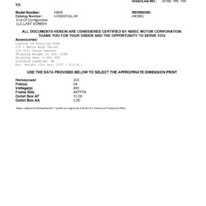 Motor Vertical Eje Hueco (VHS) US Motors 300 HP 460V 1800 RPM (Frame 447TPA) – HB46