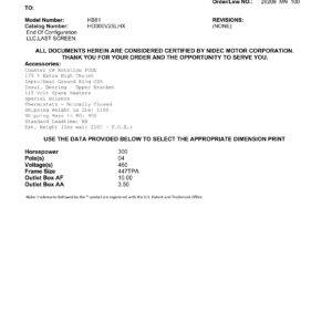 Motor Vertical Eje Hueco (VHS) US Motors 300 HP 460V 1800 RPM (Frame 447TPA) – HB81