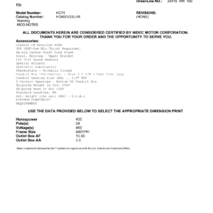 Motor Vertical Eje Hueco (VHS) US Motors 400 HP 460V 1800 RPM (Frame 449TPH) – HC74