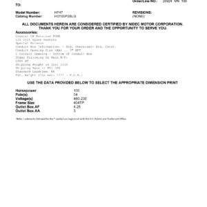 Motor Vertical Eje Hueco (VHS) US Motors 100 HP 460V 1800 RPM (Frame 404TP) – HF47