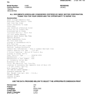 Motor TEFC US Motors 300 HP 4000V 1800 RPM (Frame 5008S) – HH88