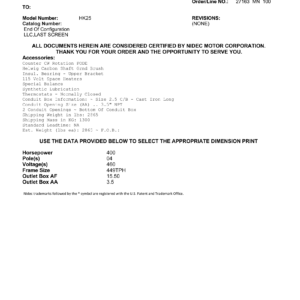 Motor Vertical Eje Hueco (VHS) US Motors 400 HP 460V 1800 RPM (Frame 449TPH) – HK25