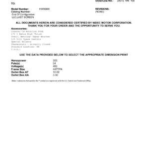 Motor Vertical Eje Hueco (VHS) US Motors 300 HP 460V 1800 RPM (Frame 447TPA) – HW90MX